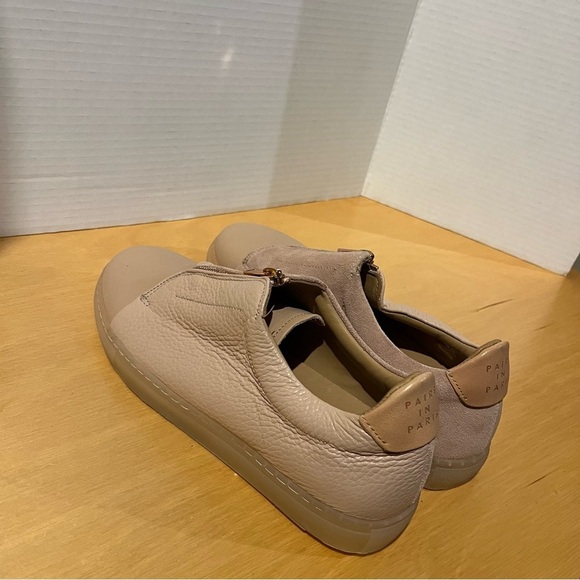 Pairs In Paris Women’s Leather Taupe Pink Zip Slip On Shoes Sneakers Size EU 39 - Picture 6 of 9